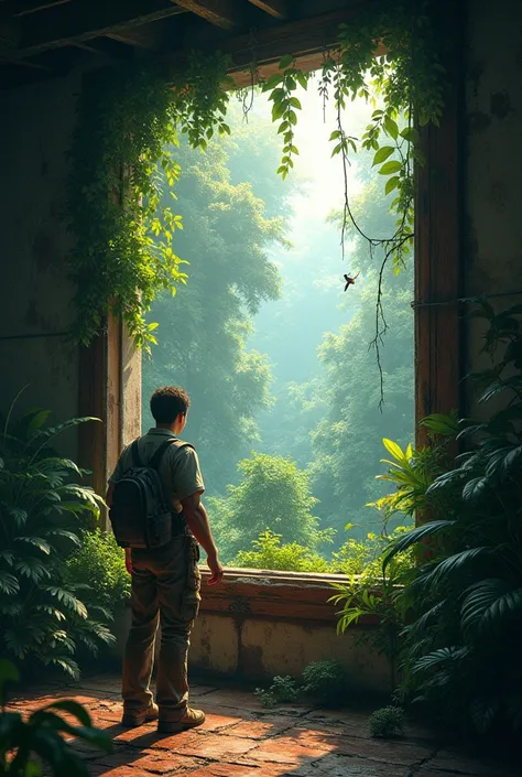 Create a crazy view out of a window in to a jungle 