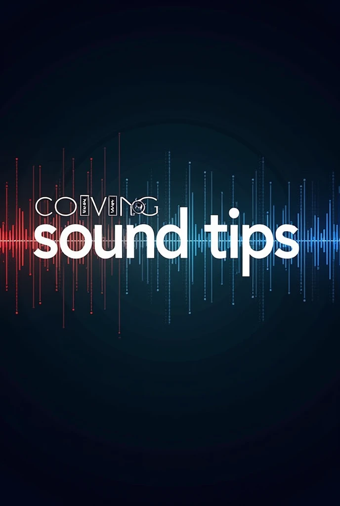 Generate an image with current designs that are not too exaggerated that says “Coming Soon Sound Tips” and with a background that has to do with sound 