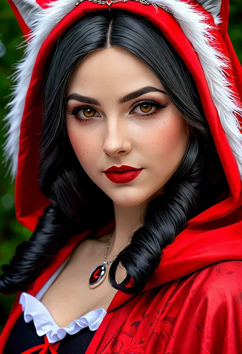 Une jolie cosplayeuse en chaperon rouge super sexy  fait un grand calin a un grand loup,4K.
(head of&#39;artwork: 1.5) (Photorealistic: 1.1) (bokeh) (best quality) (Detailed skin texture pores hair: 1.1) (complexe) (8k) (HDR) (Background&#39;screen) (Cinem...