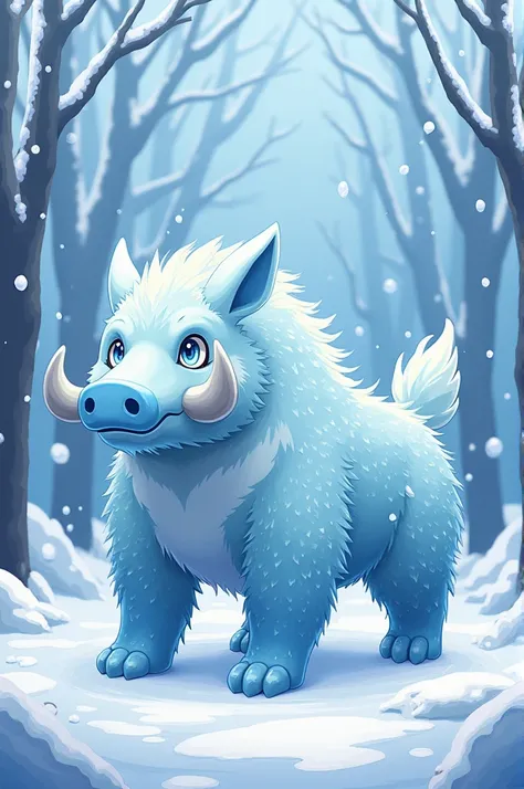 Generate me an easy to trace ice type boar pokemon, prononce bien la glace