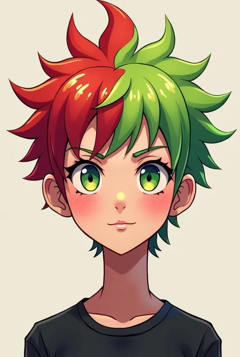 Avatar、Green and red two-tone ahoge