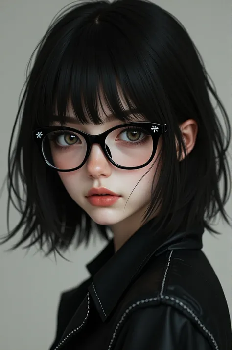 a smooth brunette, with emo glasses 