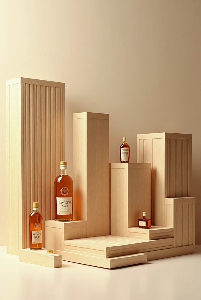 sugar cane panels in cubes and on the sides bottles of leading brand liquor


