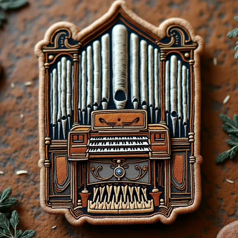 The vintage organ sticker design is used to make embroidered cloth stickers