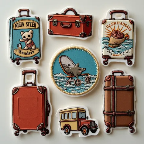 Vintage Suitcase sticker design is used to make embroidered cloth stickers