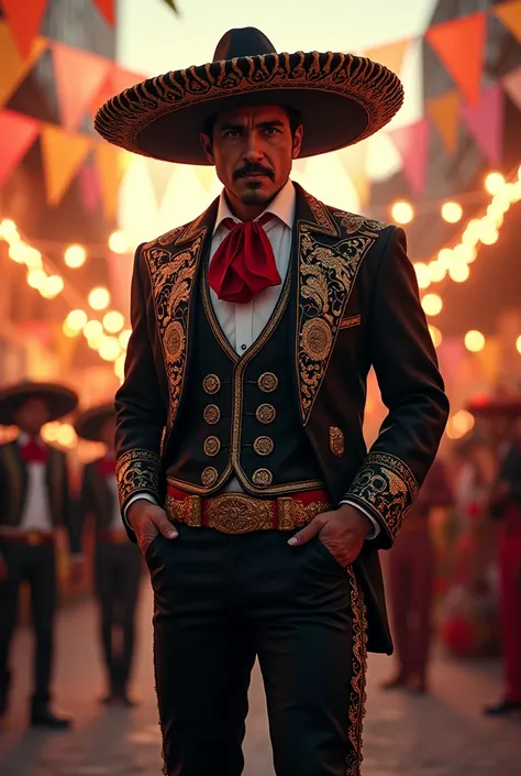 Tony Montana celebrating Mexican holidays dressed as a charro