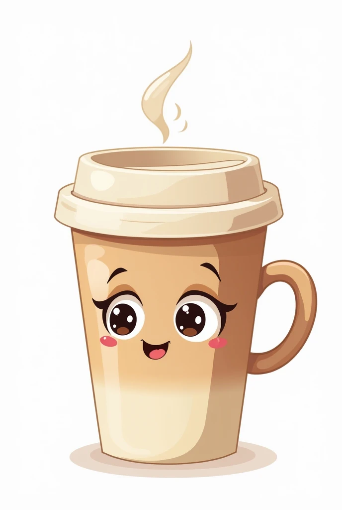 Coffee cute, 2D , white background, sticker 