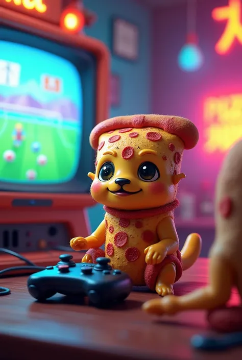 pizza playing blue soccer video games