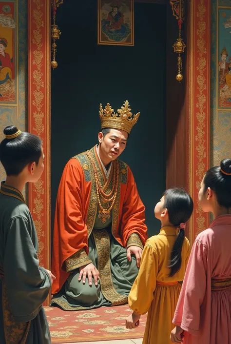 Bhutanese king fainting after hearing from his young prince and princes