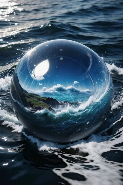 Hyper-realistic water sphere image