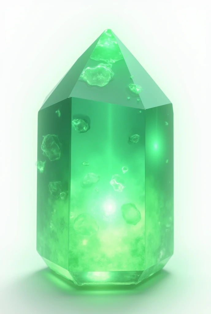 green crystal, Ablaze , of healing, white background without shadows, como um png