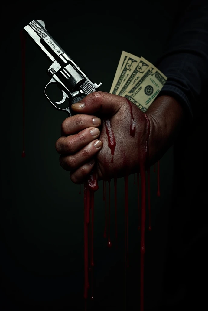 Make a wallpaper in vertical size. Holding a Gun & Money with droping blood gangster look not a men just hand