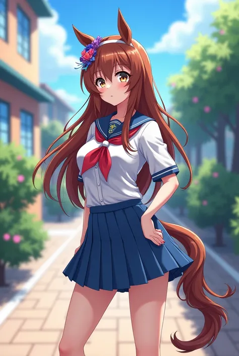 Centaur girl wearing school uniform, in anime style