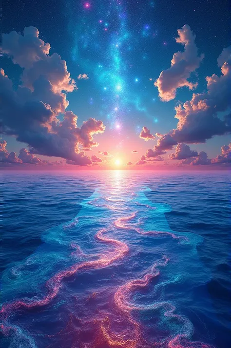 Sky and sea in a perfect surreal and psychedelic division