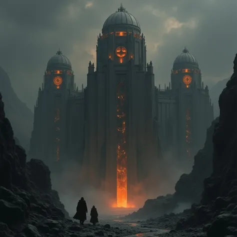 Mordor consists of towers with domes and fire