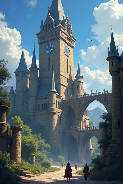 High school magic academy in a tower form 