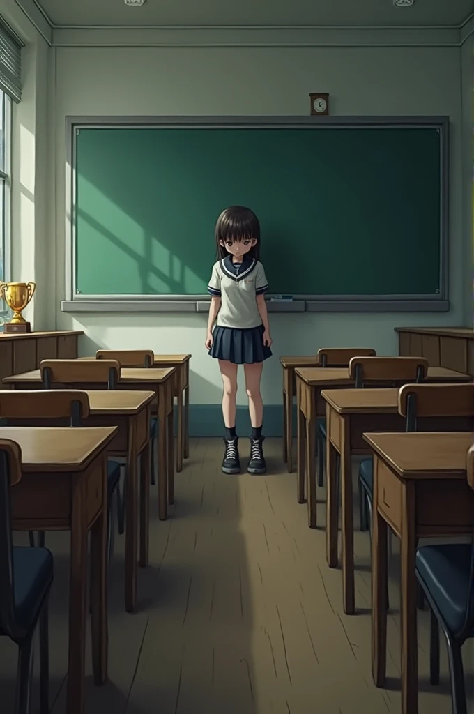 Penalized student standing in class corner
