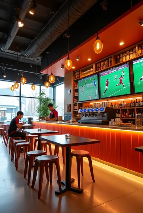 A football themed coffee bar Modern and fun 