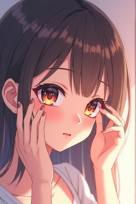 Anime girl putting eyelash extensions