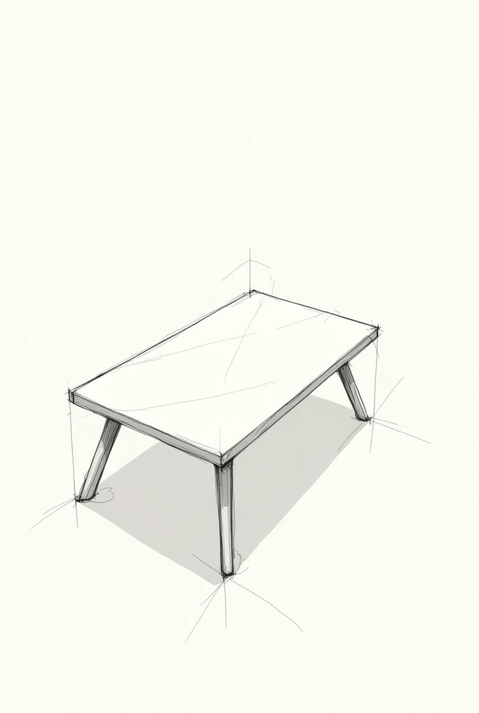 sketch, sketch and isometric projection plan of a table