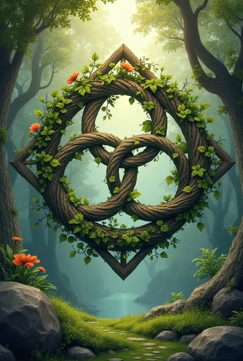 Logo with Celtic triquetra but using elements of nature 