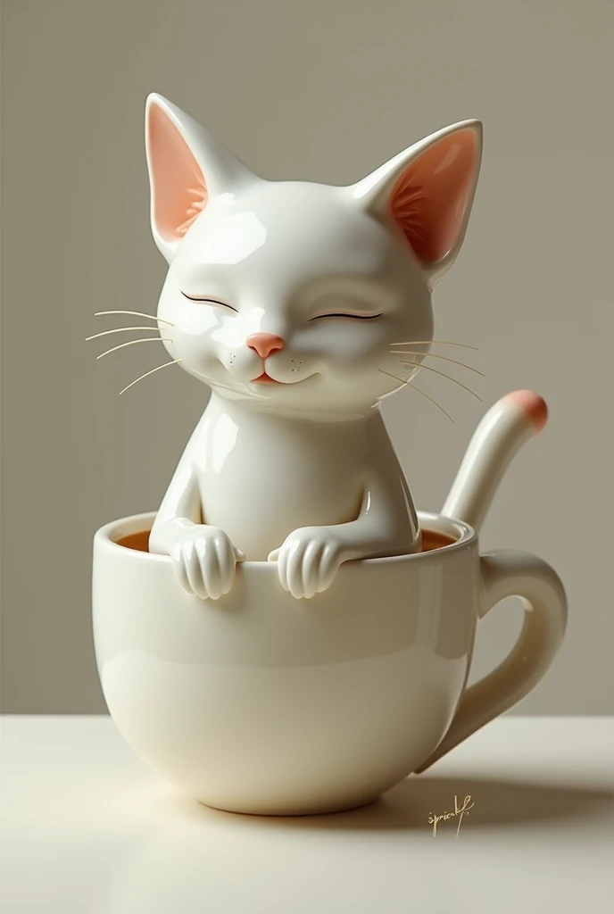 a cat in the shape of a cup