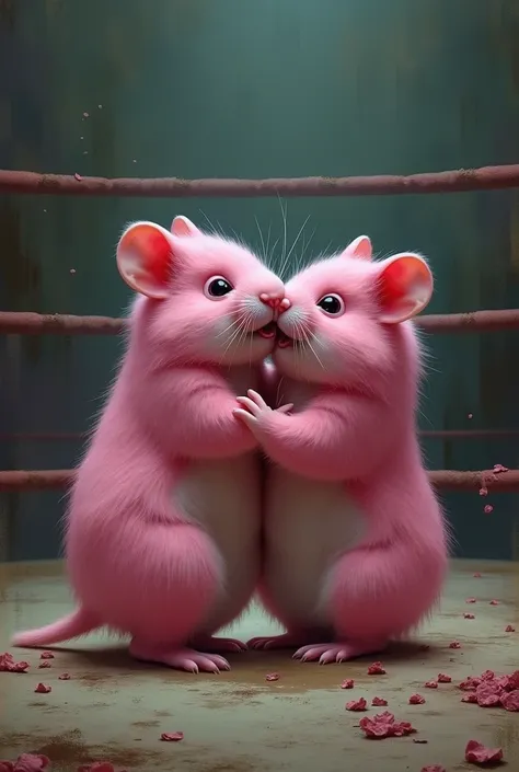 Pink hamsters fuck in a fighting ring 