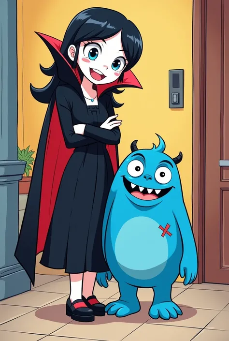 Mavis dracula y frank (blue) comic style, anime, bottomless