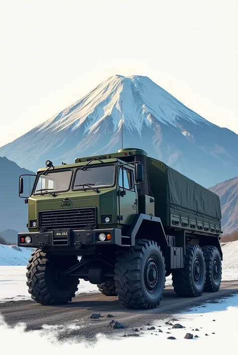    Logo of Ural 6x6 military armored vehicles With Chimborazo background 