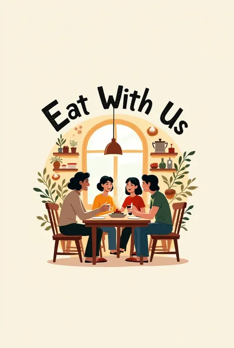 Logo for homemade food with eat with us name 