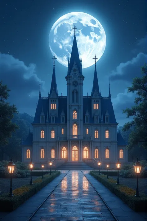 Picture of academy with moonlight