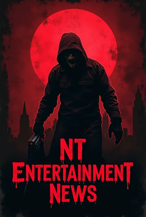 I want a logo for my youtube channel about movie news my channel name is 
"NT ENTERTAINMENT NEWS " it shoud be movie touch logo and i prefer a colour dark red with old movie poster style with monster film touch
