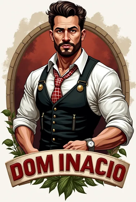 A masculine Italian style logo for a pizzeria called Dom Inacio