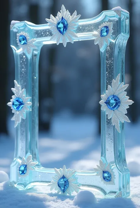 Ice themed frame rectangular with gems and decoration