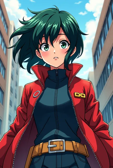 a female character drawn in boku no hero style 
