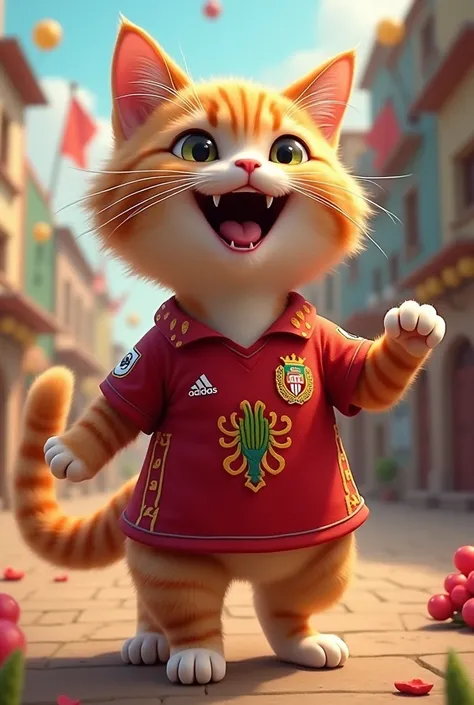 Happy cat with Peru jersey

