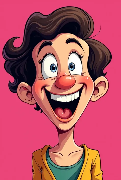 
The cartoon might show you with a funny, exaggerated expression, with a bright pink background reminiscent of the pages of a comic book. You could be smiling with a big smile and with your eyes wide open, with a playful look. The cartoon may include some ...