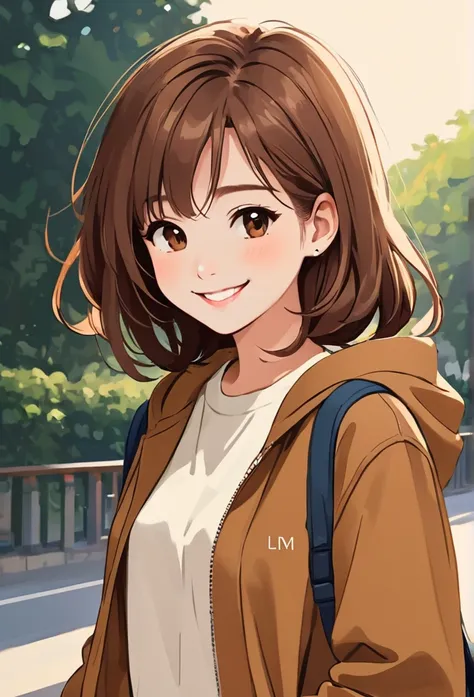 Simple line initials，Abstract art， Plain clothes, Brown Hair, Around 2, The most beautiful girl of all time, smile, 