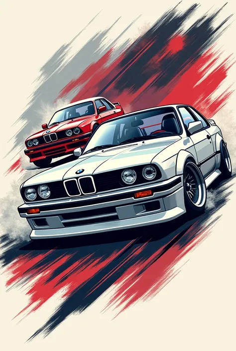 A NI2Ki t-shirt design in the theme of drift bmw e30