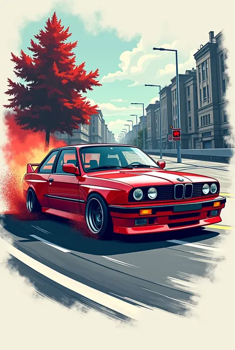 Un design de t-shirt NI2Ki
dans le thème du drift bmw e30
Ecrit « NI2KI » sur le capot et les portes
Roule en derapage dans un rond point
Rond point