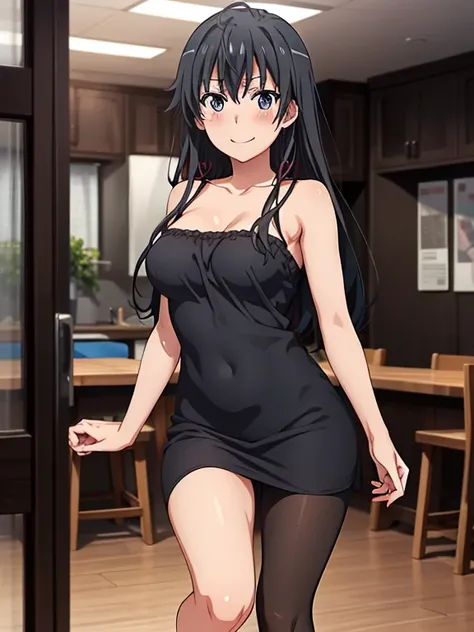 ((masutepiece, Best Quality, hight resolution, nffsw, Perfect Pixel, depth of fields, 4K, )), 1girl in, Solo, , Beautiful anime girl, Beautiful Art Style, 
Perfect body, yukinoshita yukino, standing,
yukinoshita yukino,  black hair, medium breasts, smile f...