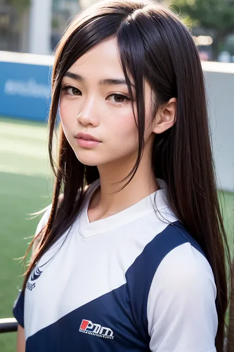 Create a very beautiful and Asian soccer player,in portrait