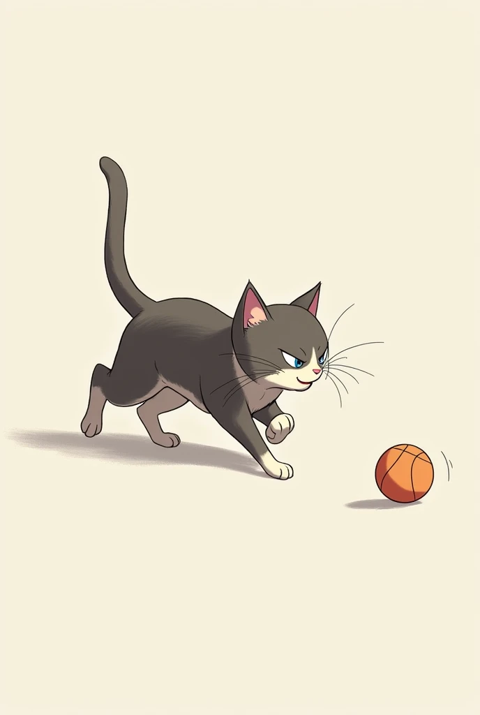 cat playing ball, Minimalism, highres, textured skin