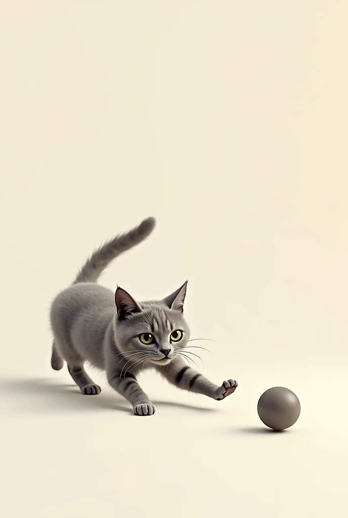 cat playing ball, Minimalism, highres, textured skin