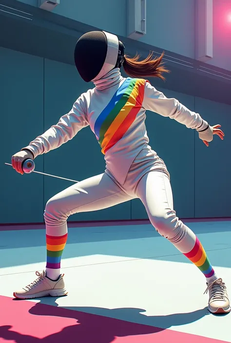 Asexual representation with sport fencing woman

