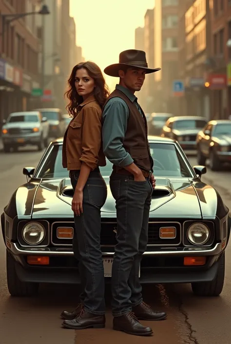 Bonnie e Clyde With 1973 Ford mustang Mach 1 in 1970s
