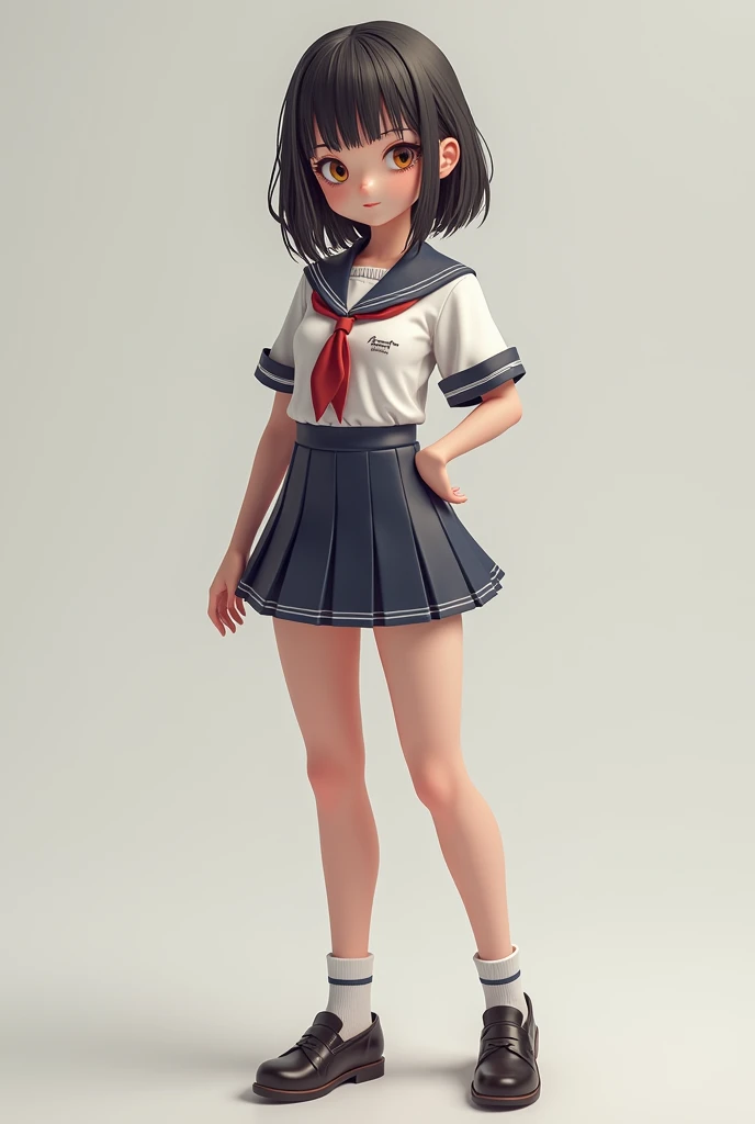 A cute young girl in a sexy school outfit Realistic
