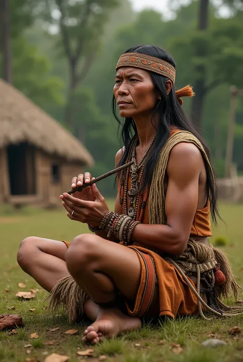 an indigenous person playing