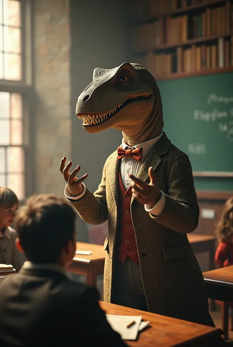 A dinosaur English teacher