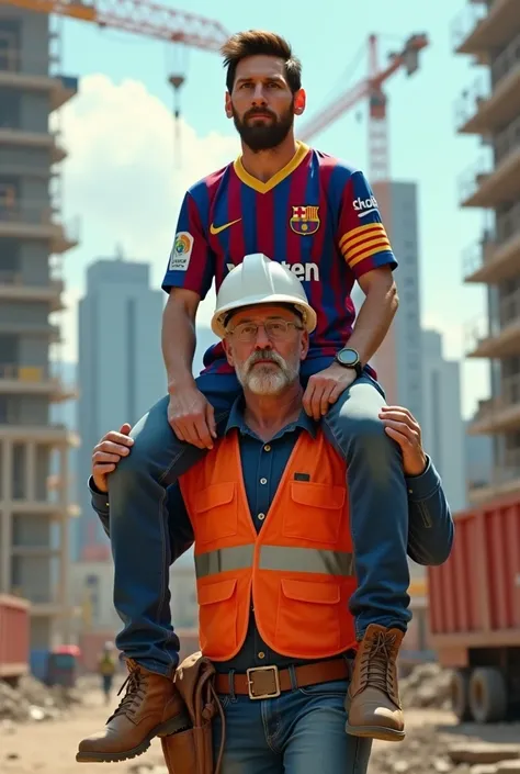 An image of Messi riding a civil engineer